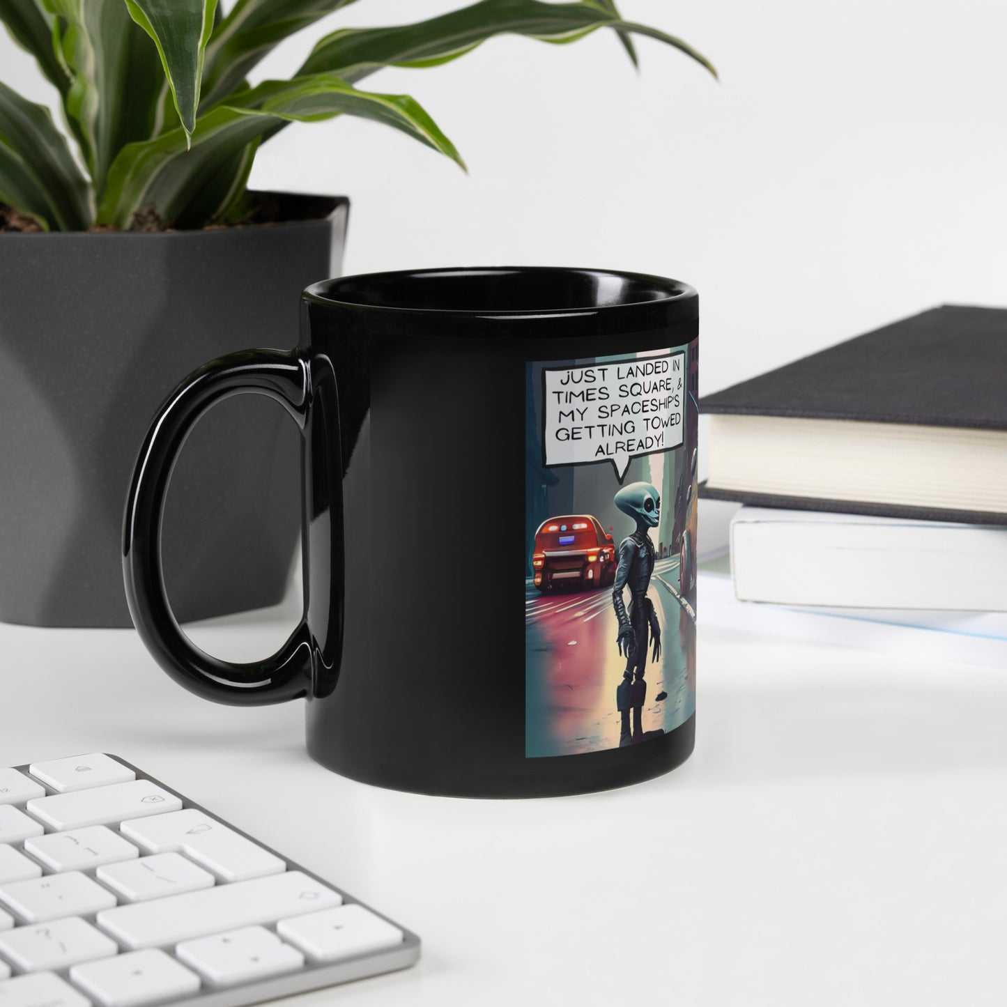 GETTING TOWED BLACK COFFEE MUG