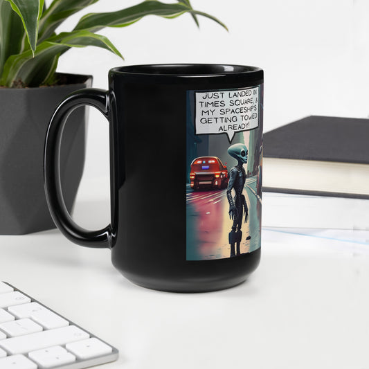 GETTING TOWED BLACK COFFEE MUG